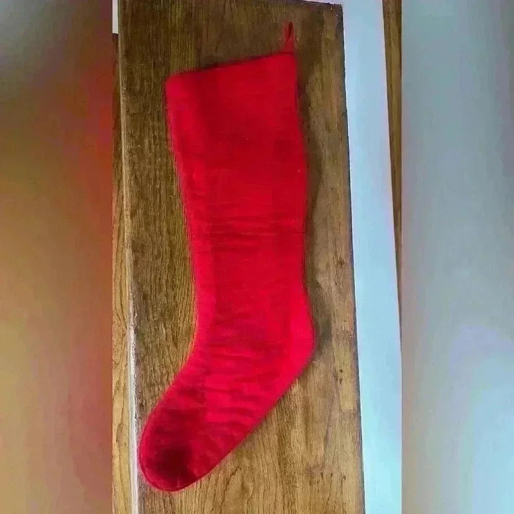 Vintage Needlepoint Christmas stockings Red back. Vintage holiday